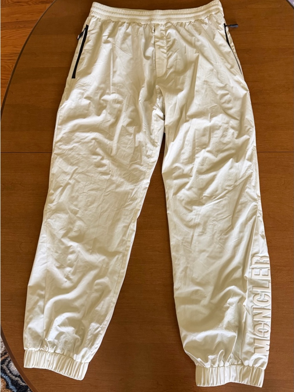 Moncler Men's Cream/White Logo Joggers